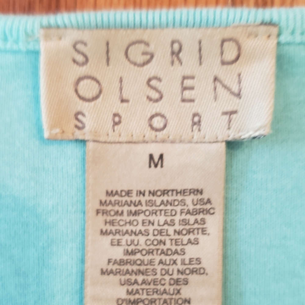 Sigrid Olsen Aqua Scoop Neck Tank Size: M - Picture 2 of 8